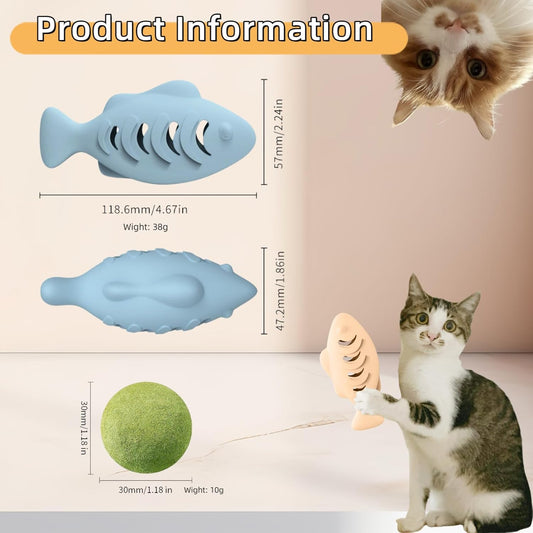 2pcs Cat Toys – Silicone Chew & Treat Feeder with Catnip.