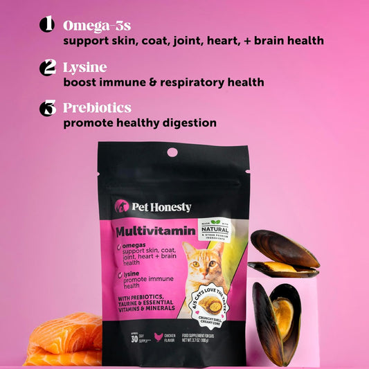 Cat Multivitamin Chews – Health, Immune, Joint, Skin & Digestion Support (30-Day).