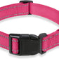Reflective Adjustable Nylon Dog Collar with Safety Buckle – Pink (Small, Medium, Large)