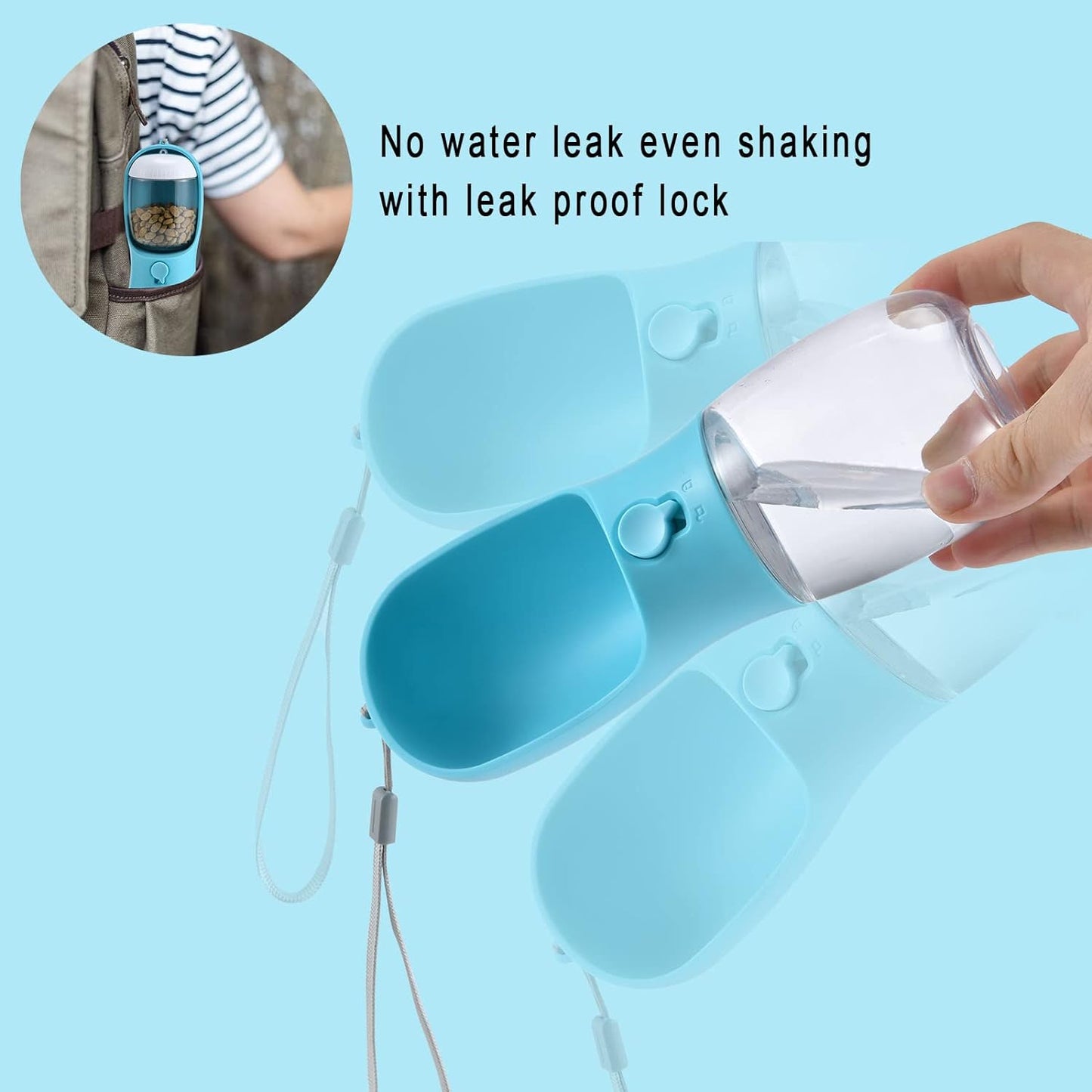 Portable Dog Water Bottle with Food Container – Travel Pet Dispenser for Dogs & Cats
