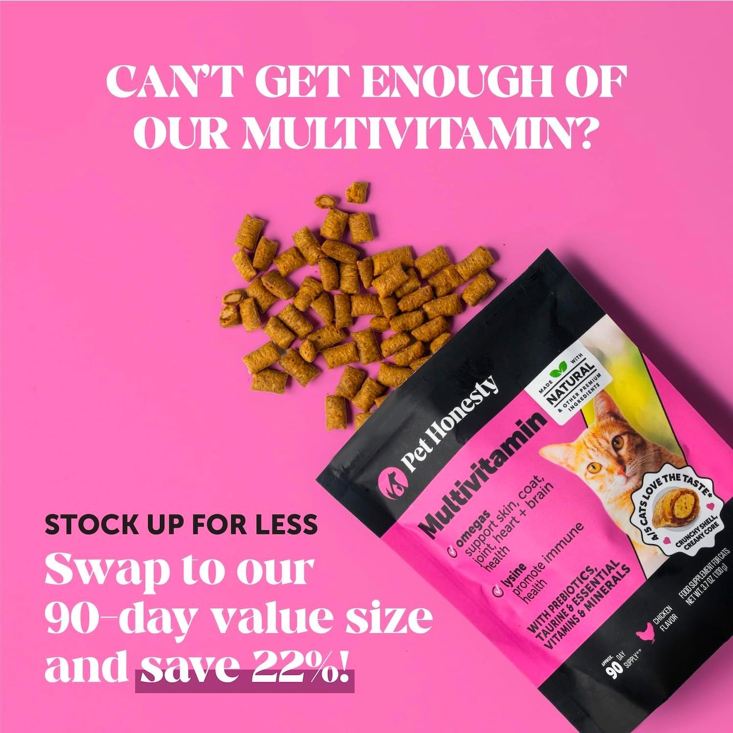 Cat Multivitamin Chews – Health, Immune, Joint, Skin & Digestion Support (30-Day).