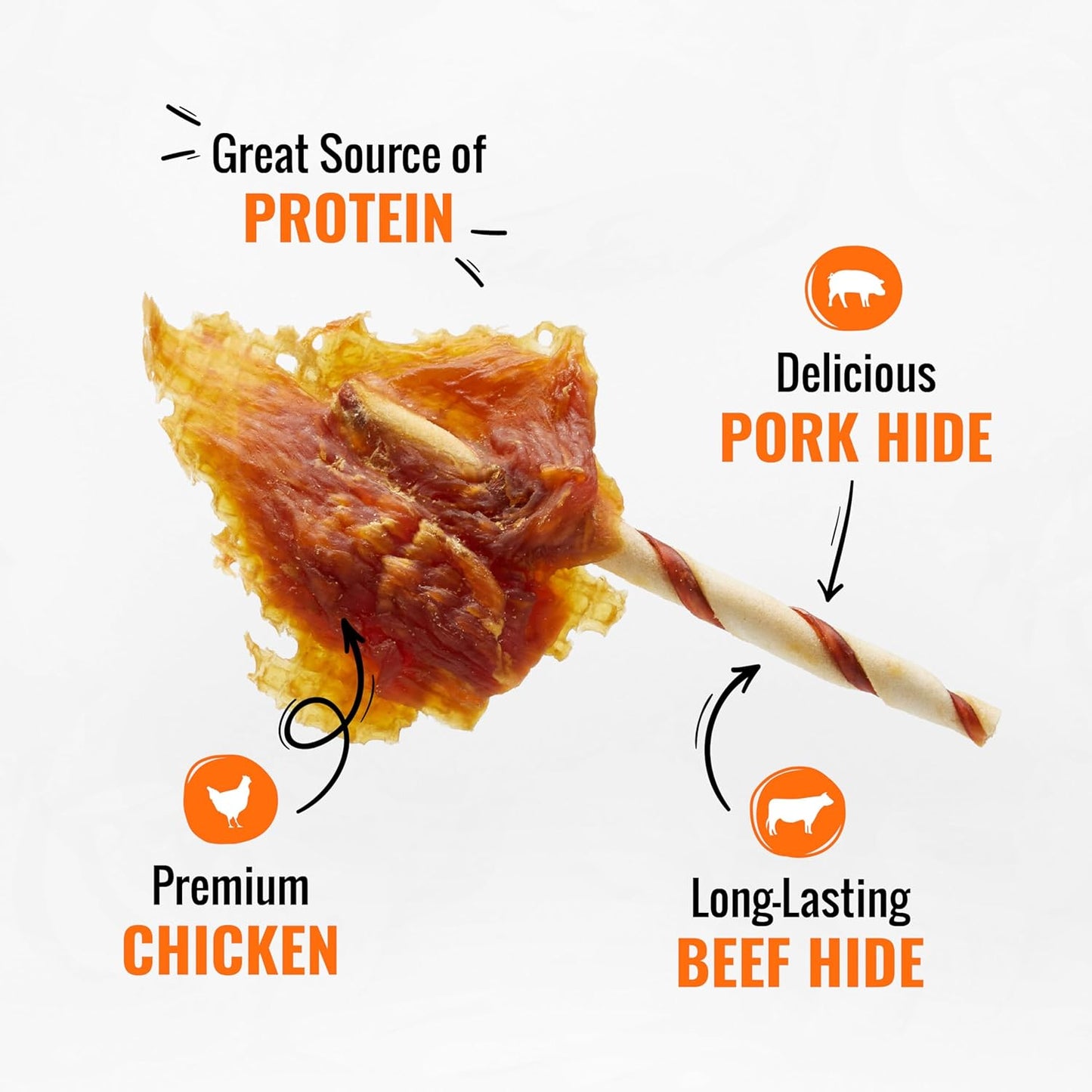 Good ‘n’ Fun Triple Flavor Wings – Chicken, Pork & Beef Hide Chews, 12 oz.