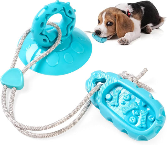 Dog Suction Chew Toy – Treat Dispenser & Teeth Cleaner (Blue).