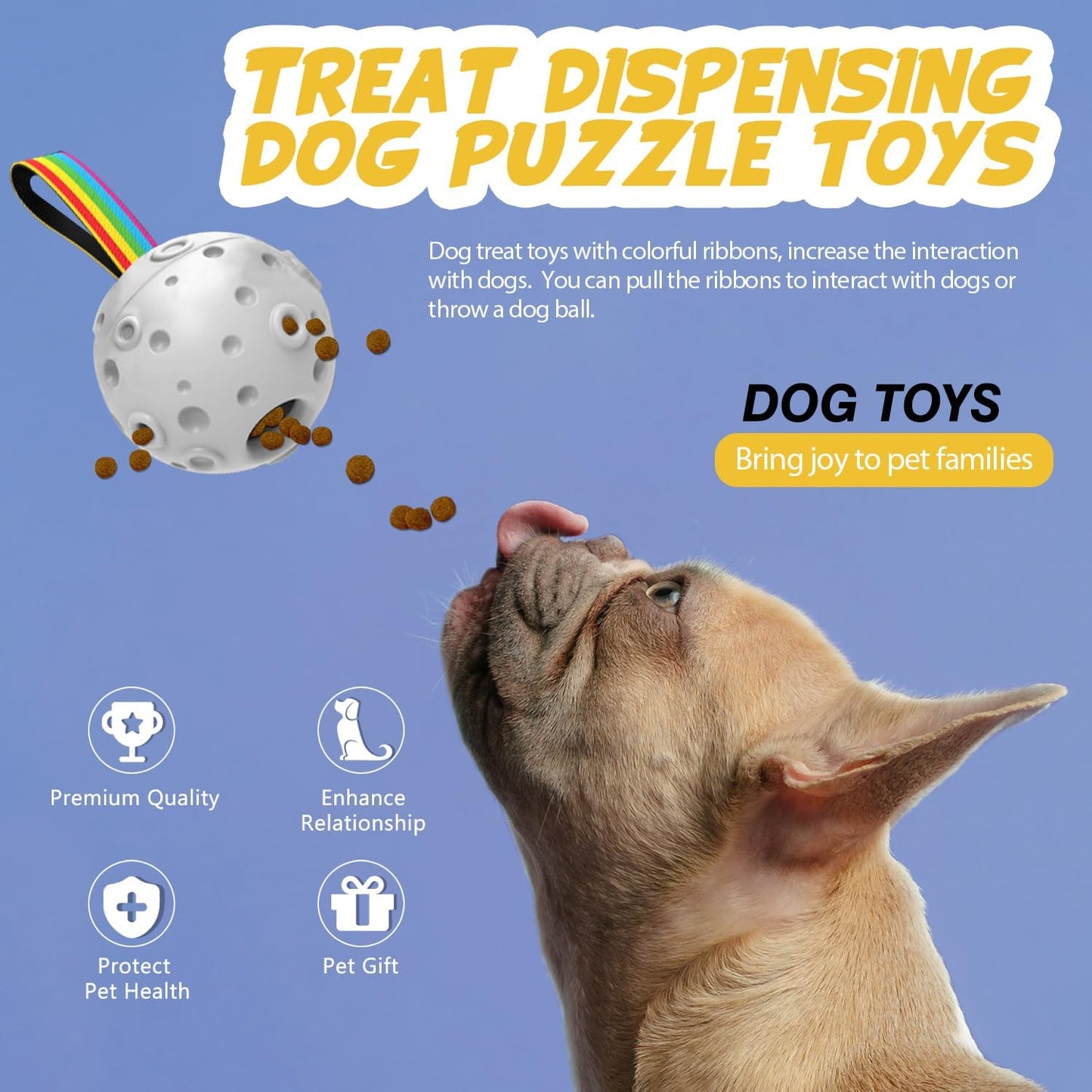 Dog Puzzle Toy – Treat-Dispensing, Chewable, for 10–80 lbs, Easy-Clean & Interactive.