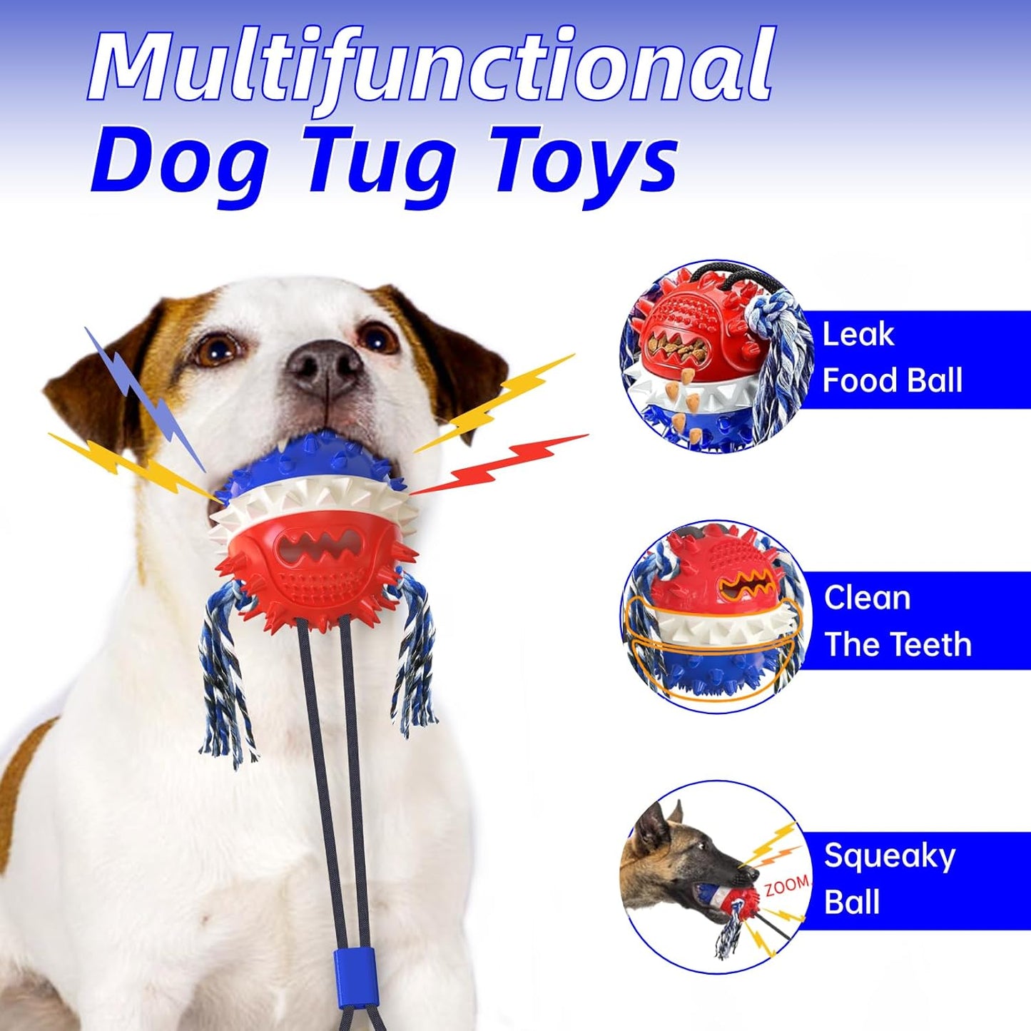 Dog Tug Toy – Suction, Treat, Teeth Clean, Chewer.