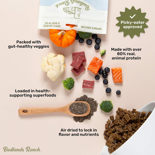 Badlands Ranch Superfood Complete Dog Food, Air-Dried Beef, High Protein, No Fillers, 24 oz.