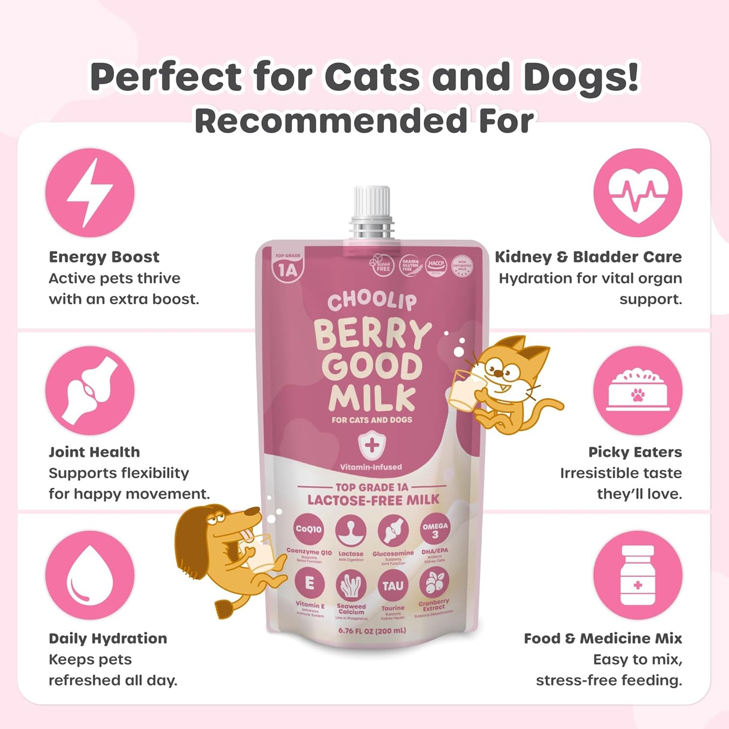 Berry Good Milk – Lactose-Free, Supports Pet Health.