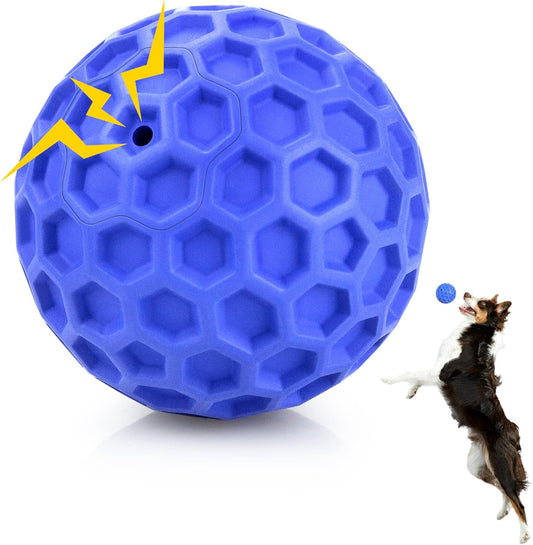 Indestructible Squeaky Dog Ball – Anxiety-Relieving, Teeth-Cleaning Chew Toy for Aggressive Chewers – Large Breeds, Waterproof & Outdoor Safe