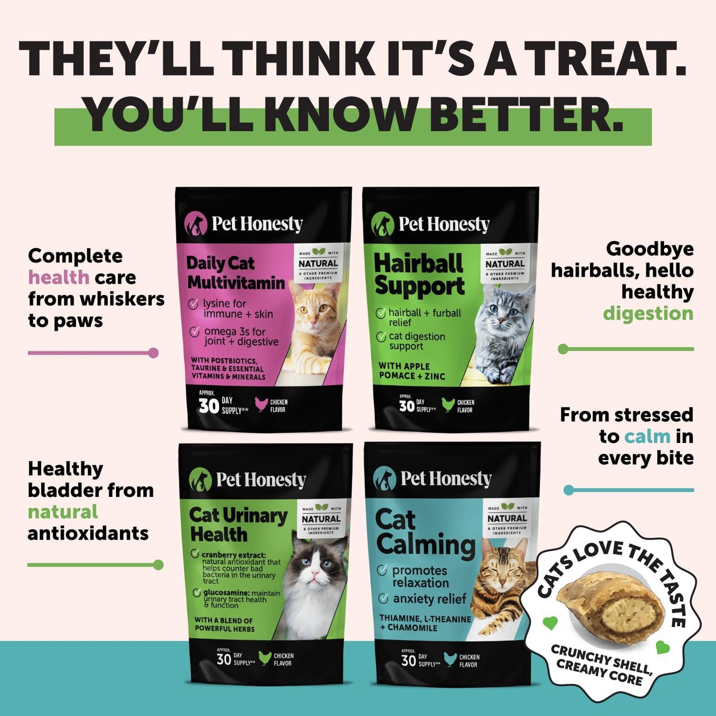 Cat Multivitamin Chews – Health, Immune, Joint, Skin & Digestion Support (30-Day).