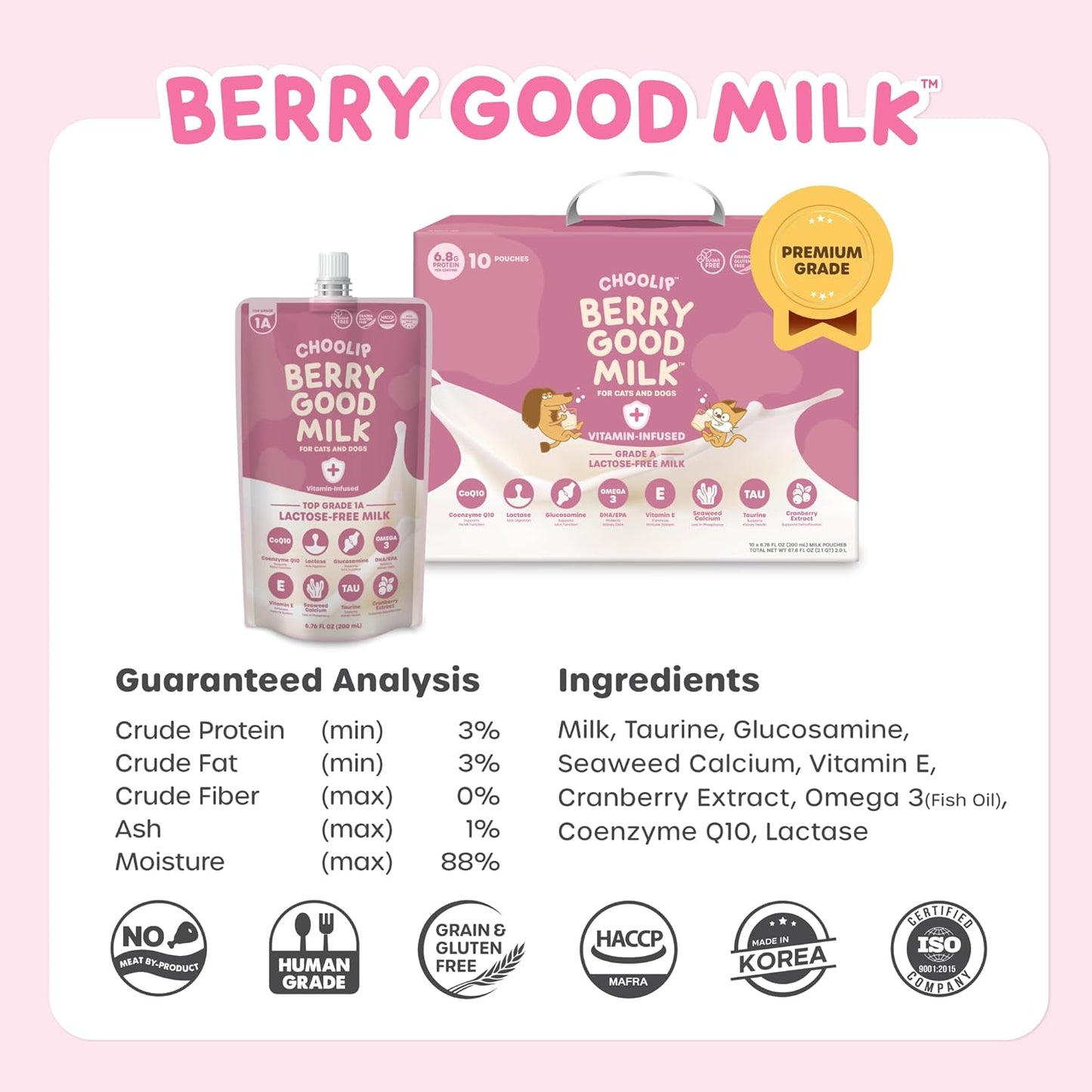 Berry Good Milk – Lactose-Free, Supports Pet Health.