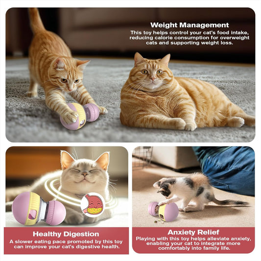 Cat Treat Toy – Chirping Sandpiper Ball, Adjustable Feeder, Puzzle for Indoor Cats.
