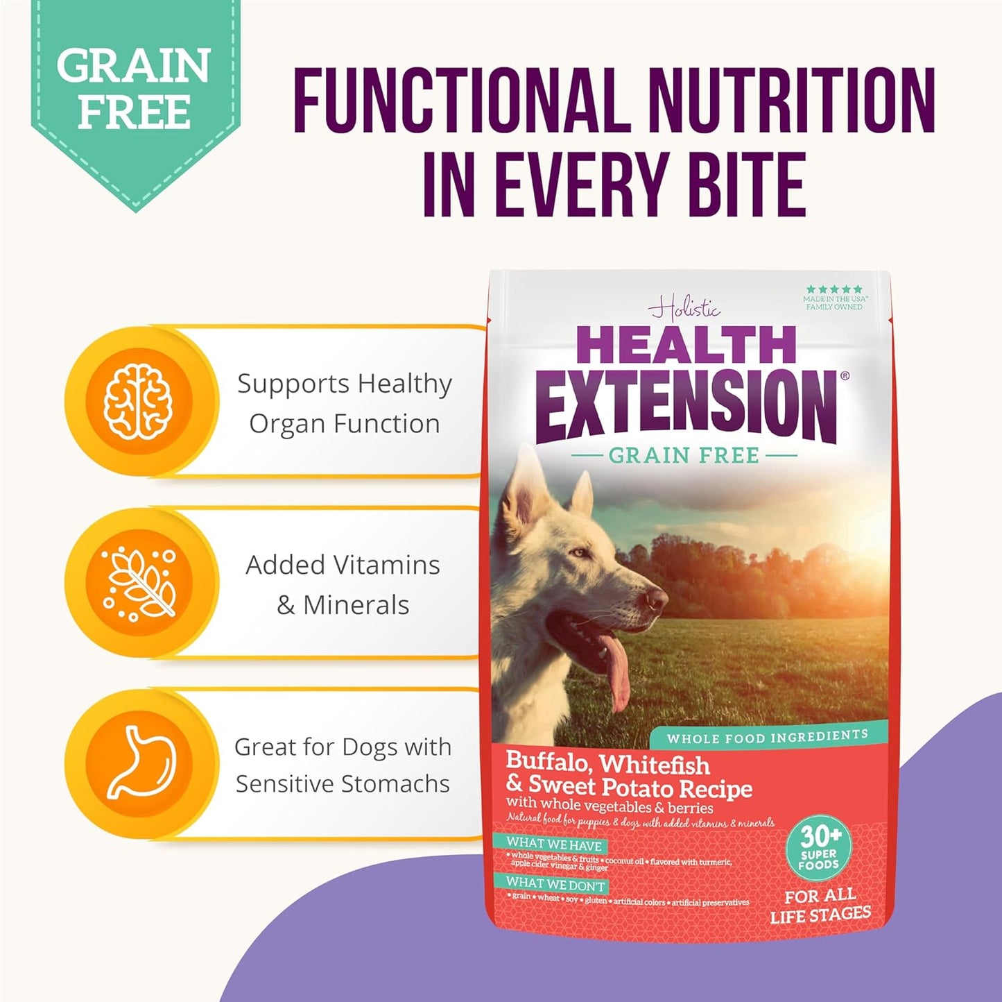 Health Extension Grain‑Free Buffalo & Whitefish Dry Dog Food (23.5 lb)