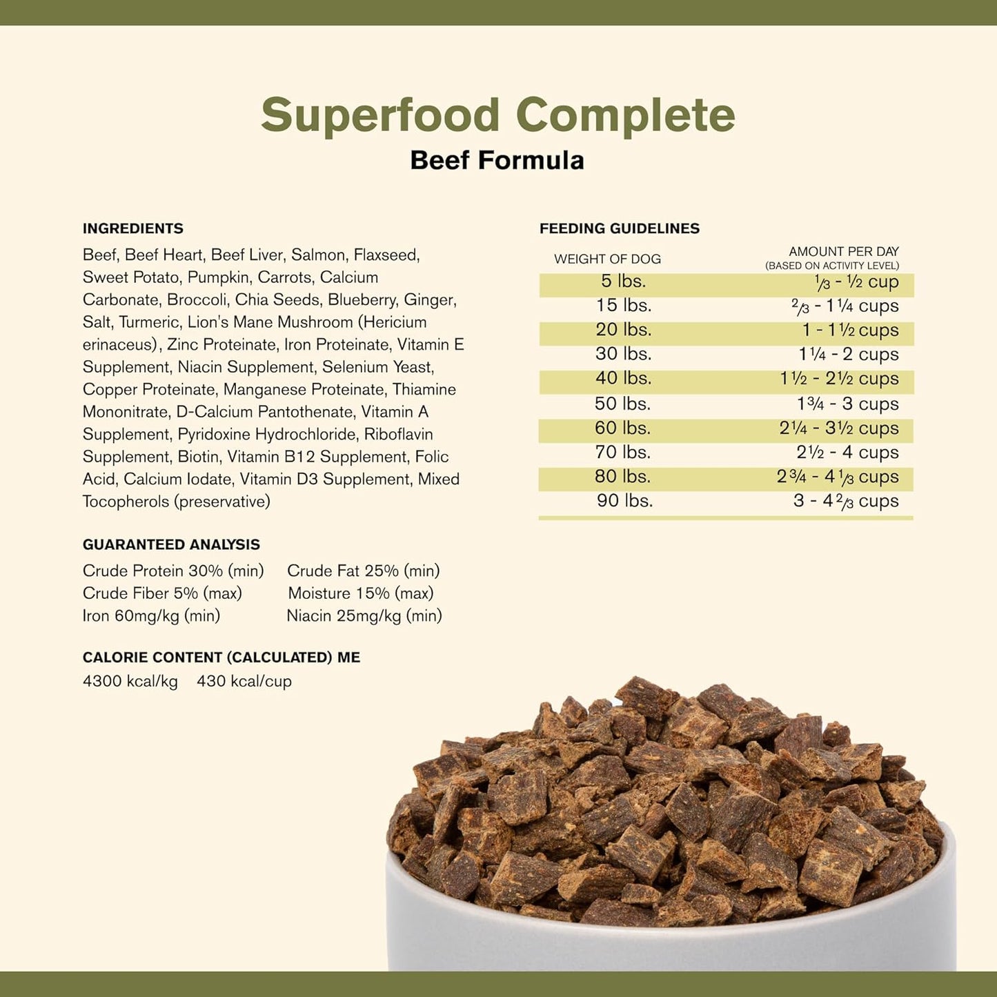Badlands Ranch Superfood Complete Dog Food, Air-Dried Beef, High Protein, No Fillers, 24 oz.