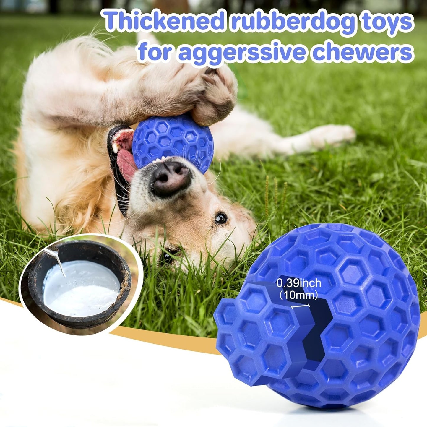 Indestructible Squeaky Dog Ball – Anxiety-Relieving, Teeth-Cleaning Chew Toy for Aggressive Chewers – Large Breeds, Waterproof & Outdoor Safe