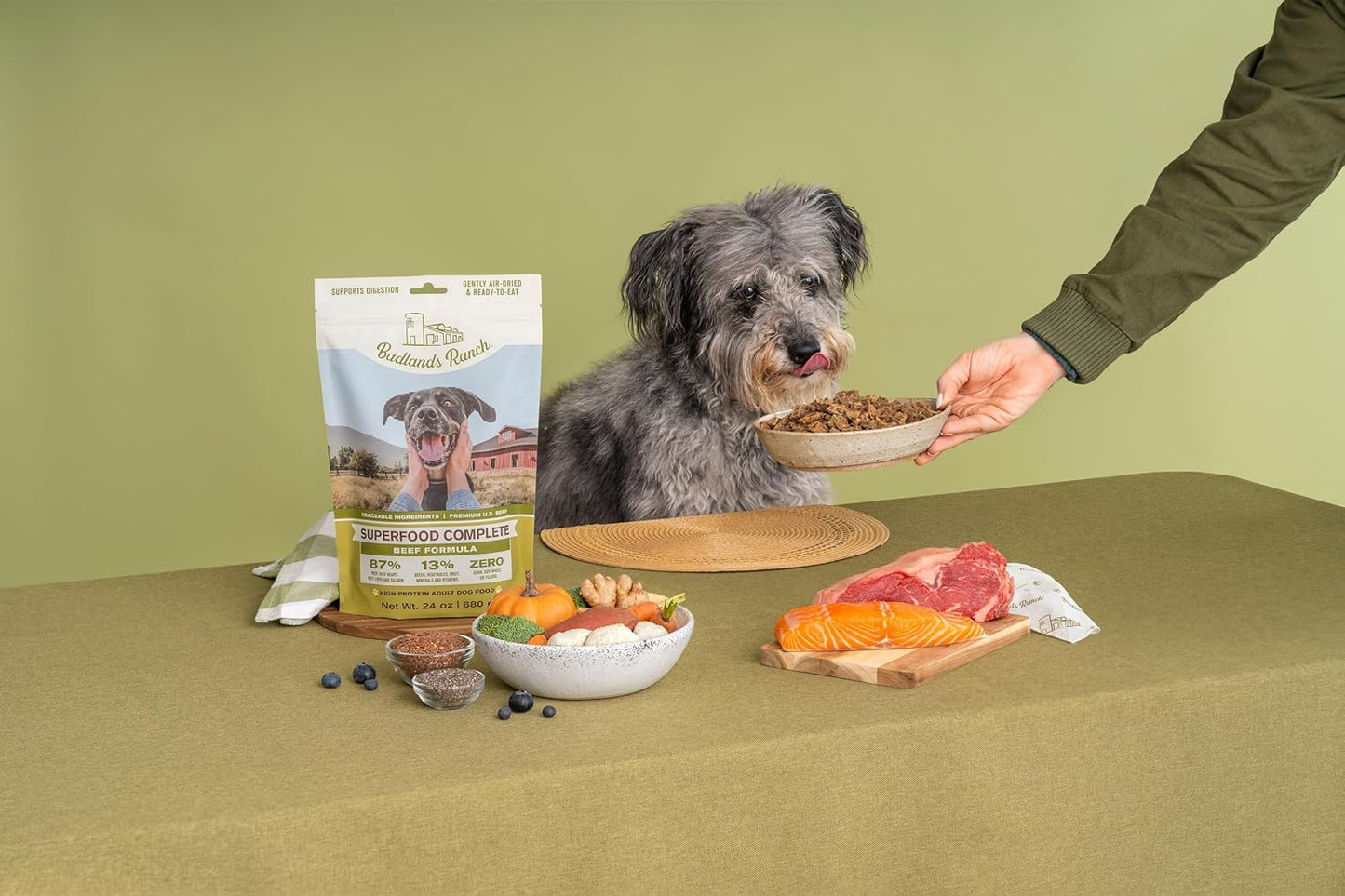 Badlands Ranch Superfood Complete Dog Food, Air-Dried Beef, High Protein, No Fillers, 24 oz.