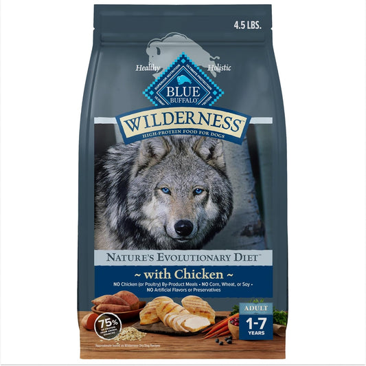 Blue Buffalo Wilderness Adult Dry Dog Food, High-Protein, Natural with Grains.