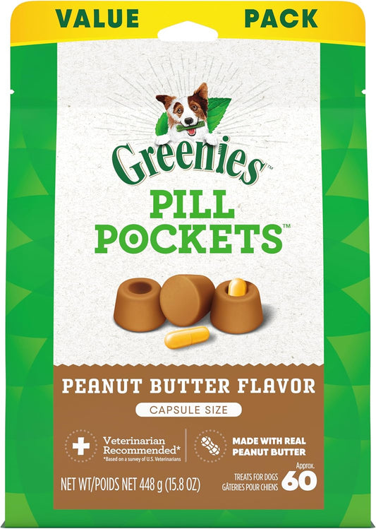 Greenies Pill Pockets – Large Dogs, Peanut Butter, 60 Treats (15.8 oz).