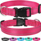 Reflective Adjustable Nylon Dog Collar with Safety Buckle – Pink (Small, Medium, Large)
